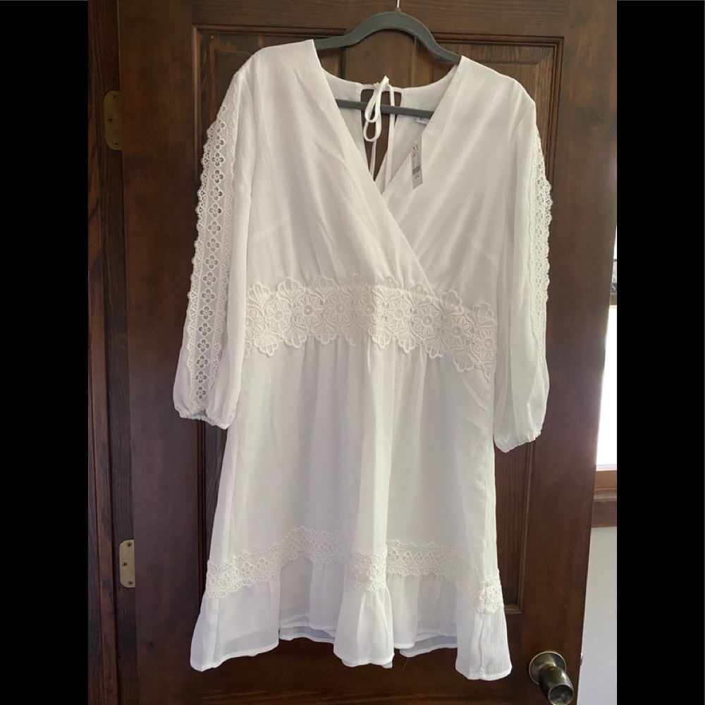 Eyelet Sleeve Flare Dress
